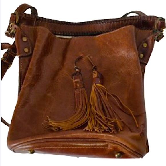 Patricia Nash Otavia Distressed Italian Leather Drawstring Bucket Crossbody Bag - Picture 9 of 9